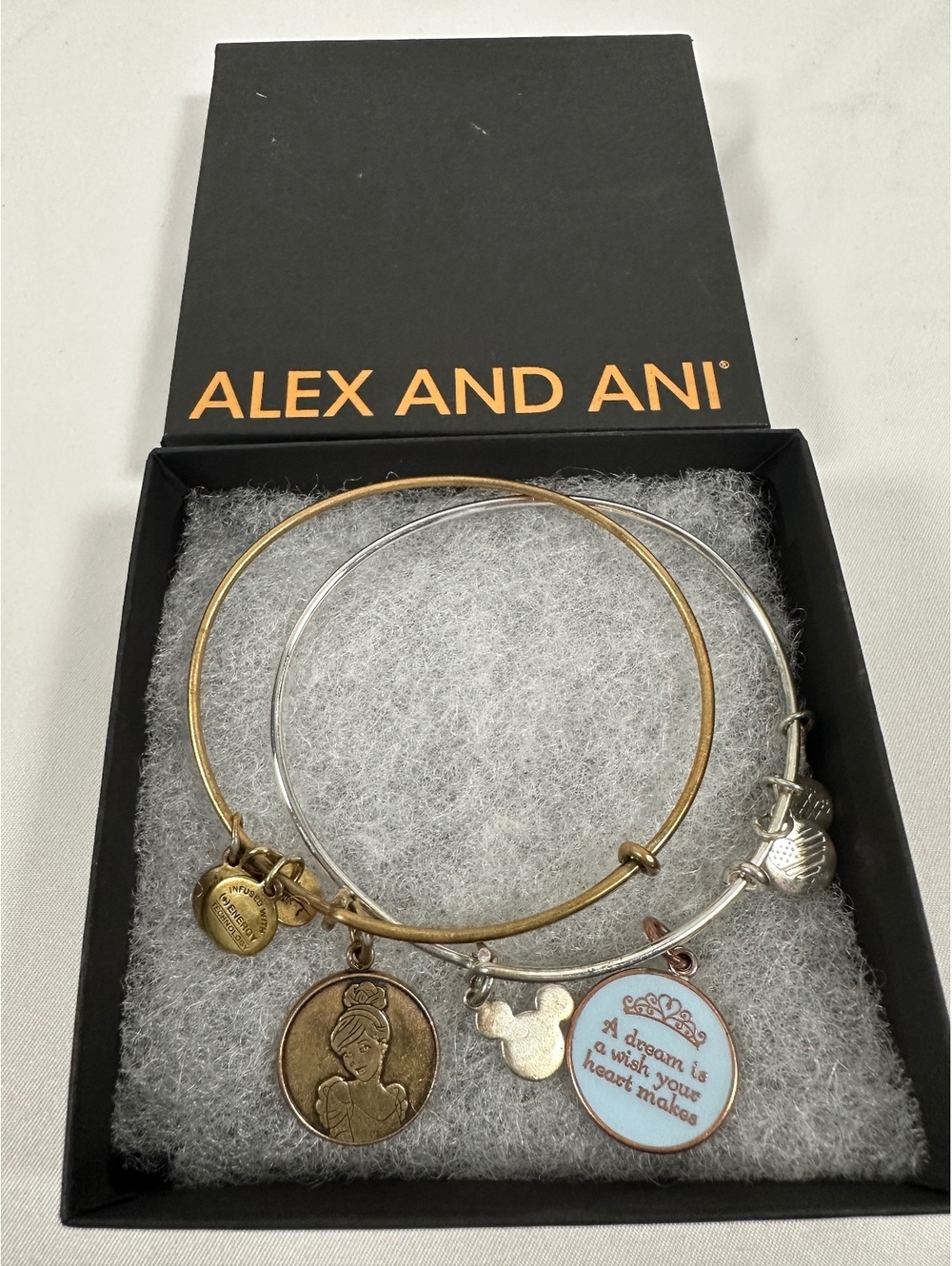 Alex and Ani Disney Cinderella Charm Bangle Bracelets Set